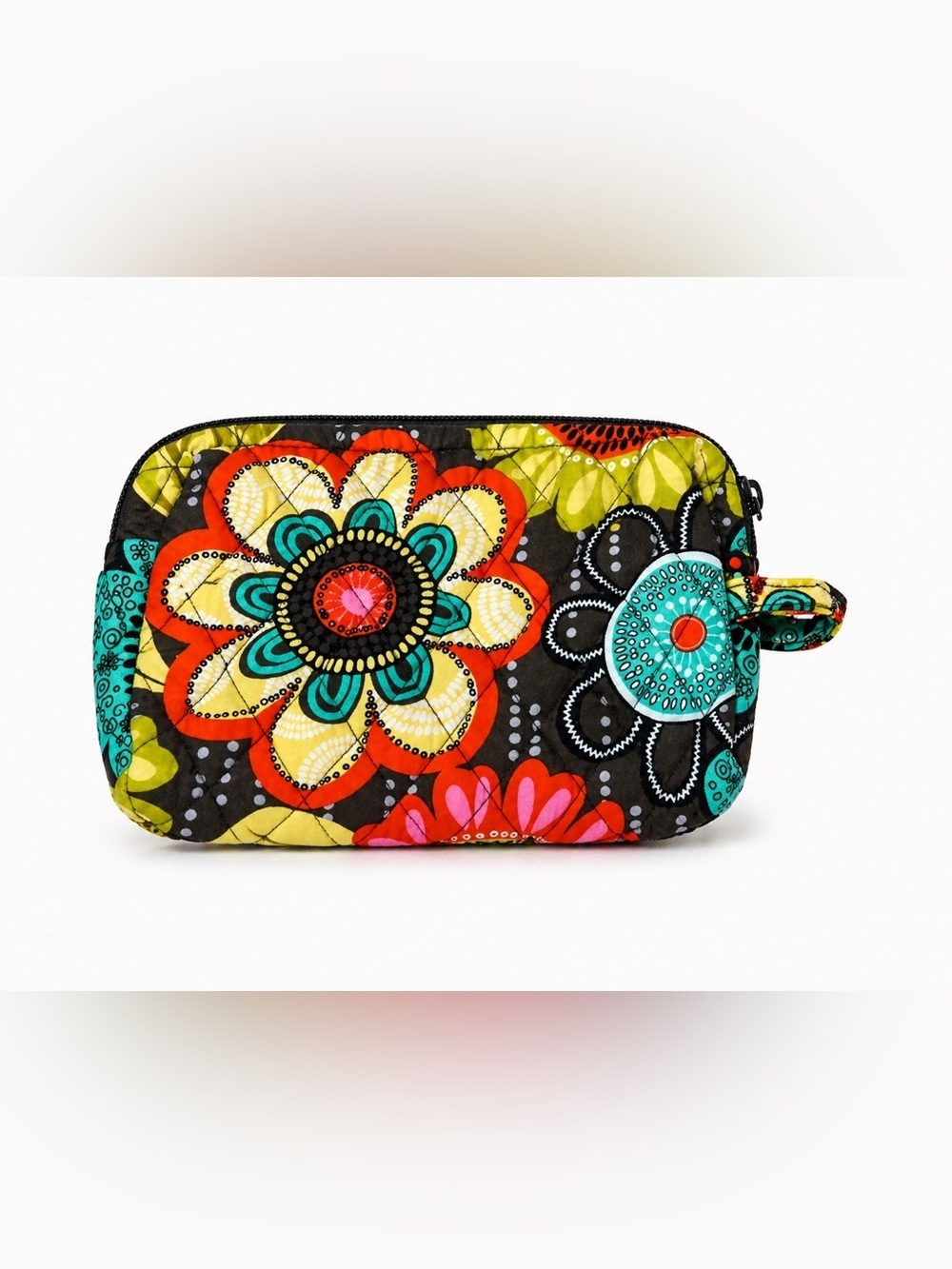 Vera Bradley Small Cosmetic Bag Flower Shower Print Quilted Zip Pouch NWOT - Picture 2 of 2